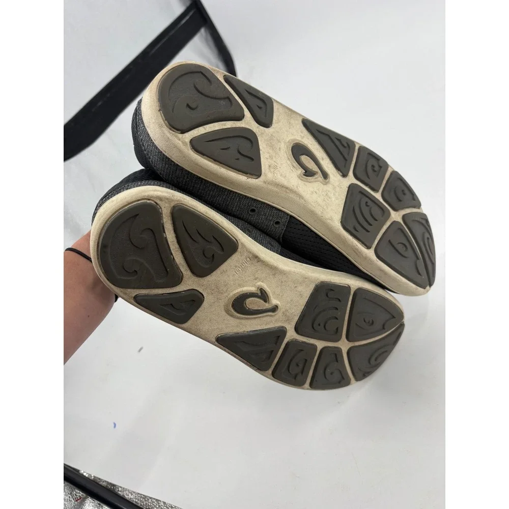 Olukai Nohea Moku Mens 12 Charcoal Black Mesh Boat Shoes Sneakers 10283-6C6C